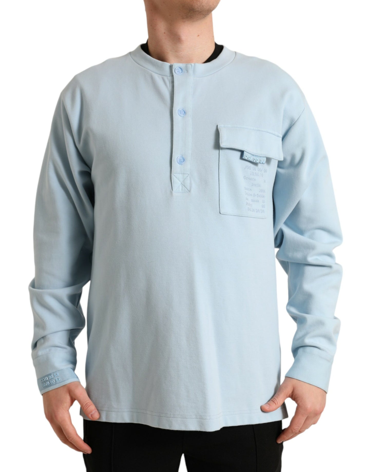 Dolce &amp; Gabbana Elegant Light Blue Cotton Blend Crew Neck Sweater