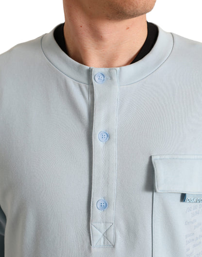 Dolce &amp; Gabbana Elegant Light Blue Cotton Blend Crew Neck Sweater