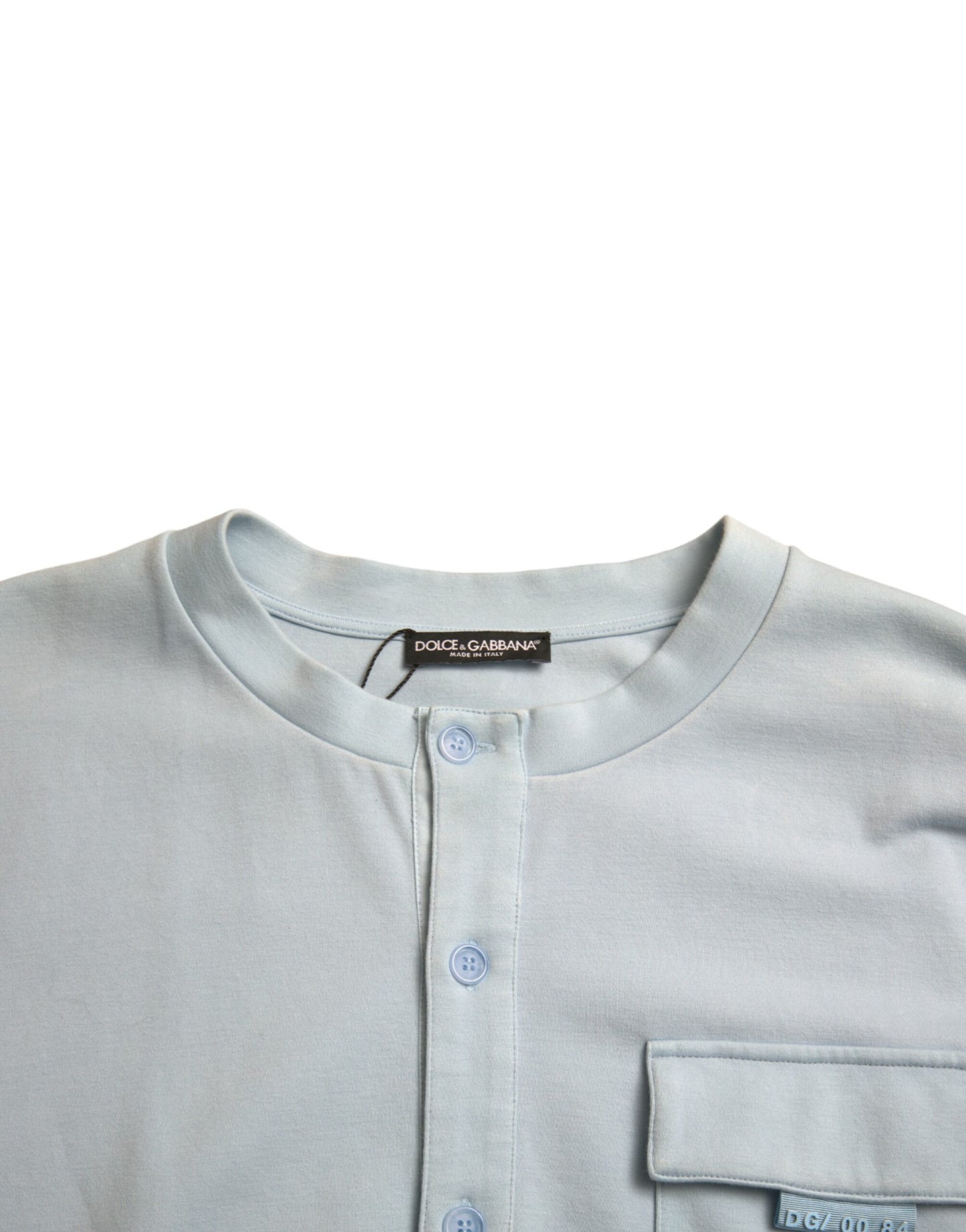Dolce &amp; Gabbana Elegant Light Blue Cotton Blend Crew Neck Sweater