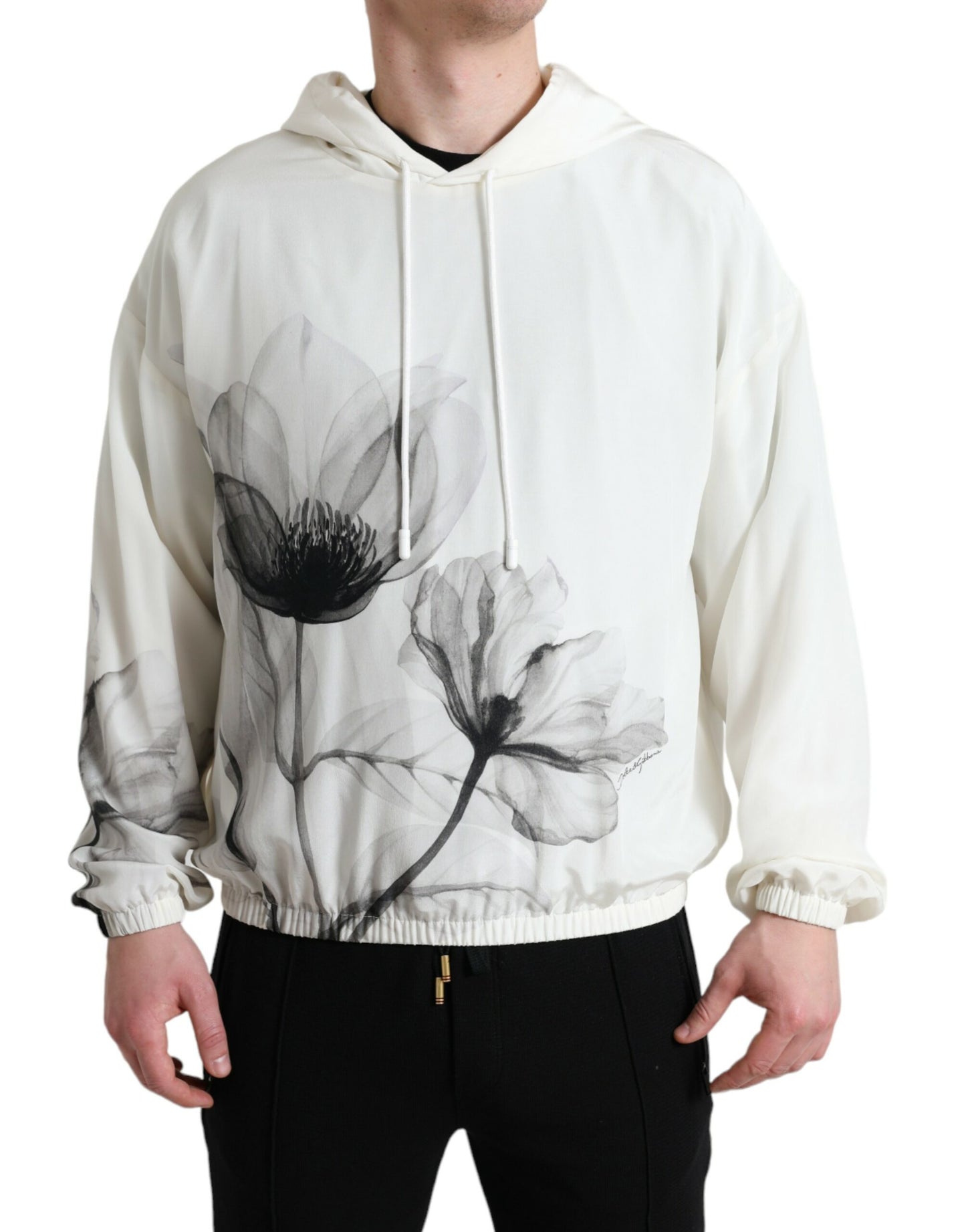 Dolce &amp; Gabbana Elegante jersey con capucha de seda floral