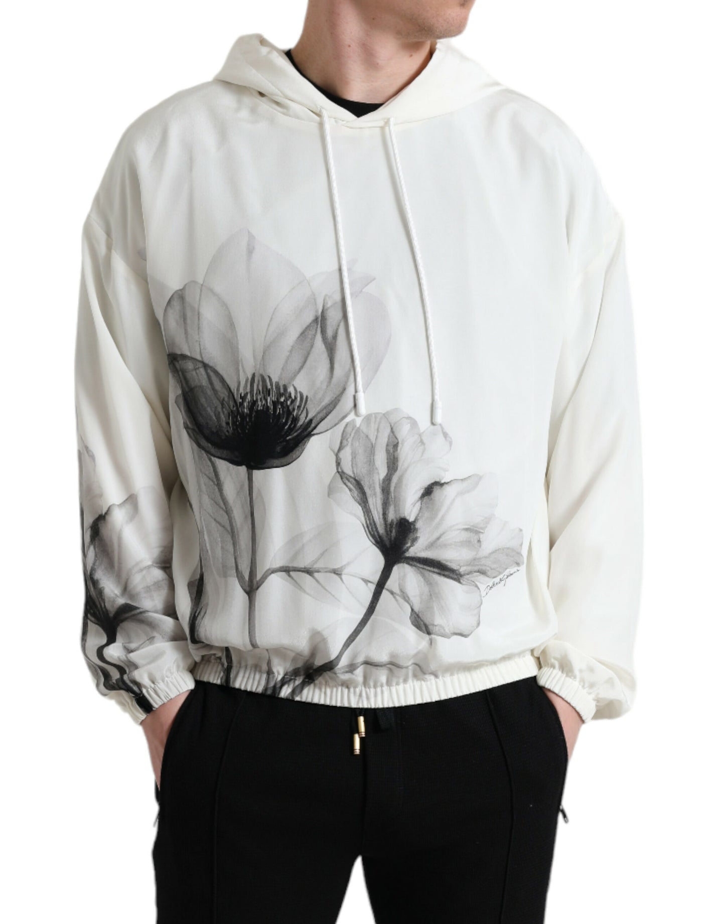 Dolce &amp; Gabbana Elegante jersey con capucha de seda floral
