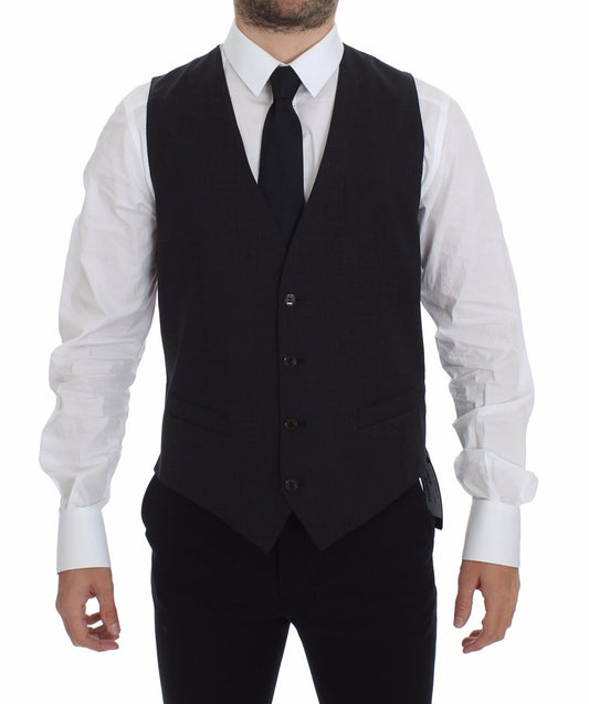 Dolce &amp; Gabbana Elegante chaleco de vestir de lana gris