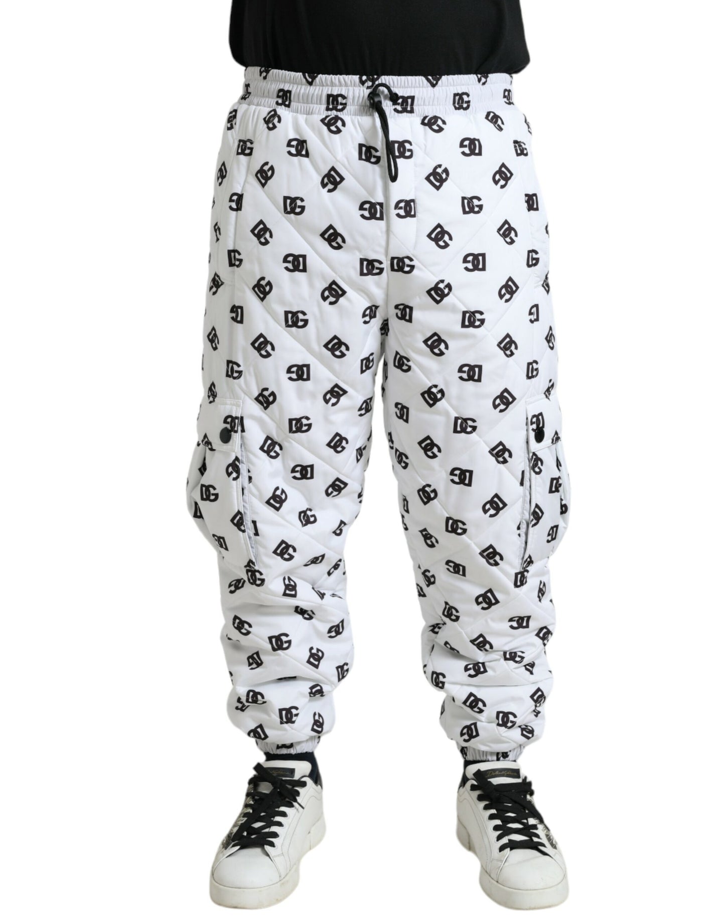 Dolce &amp; Gabbana Chic pantalones jogger blancos con estampado icónico DG