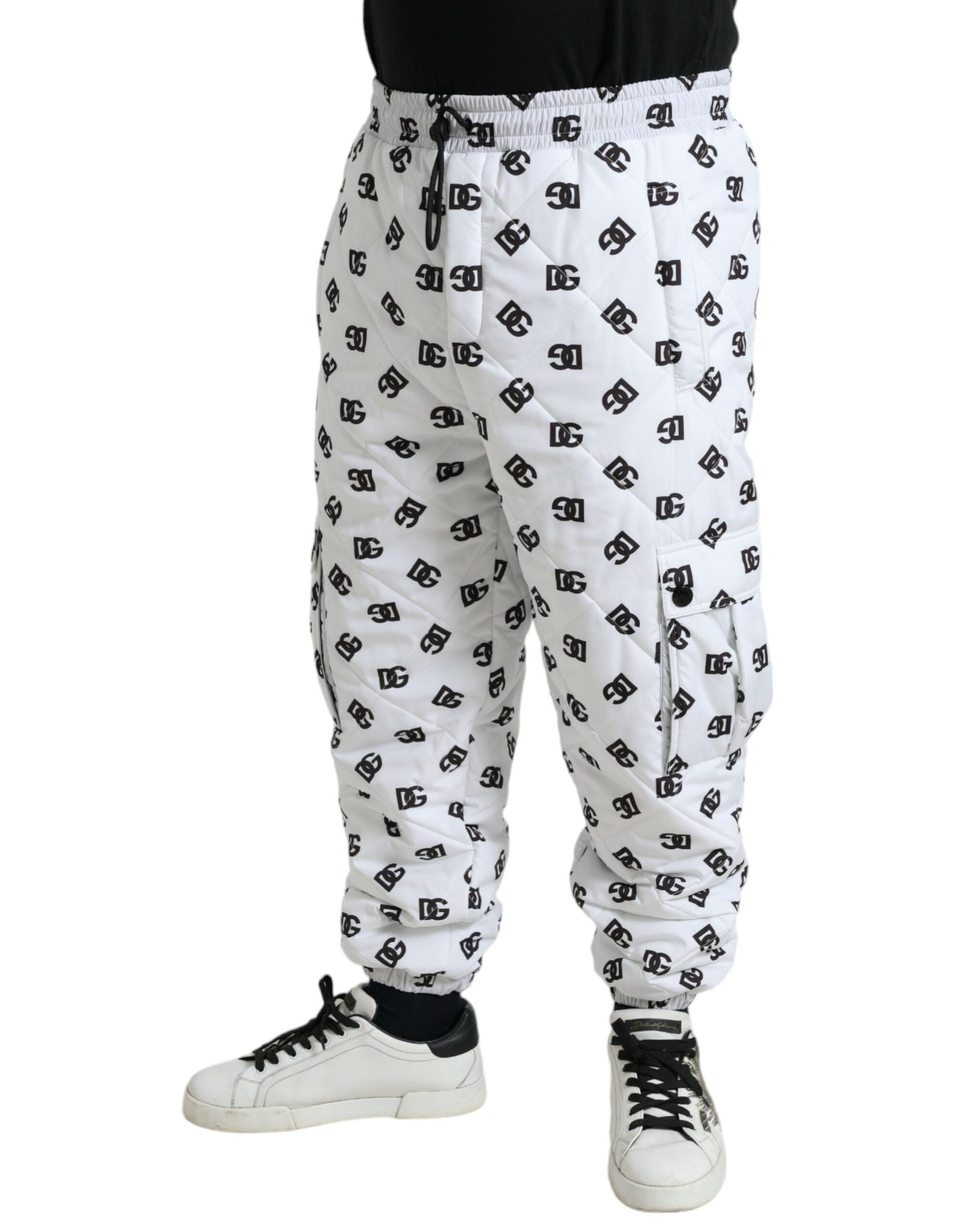 Dolce &amp; Gabbana Chic pantalones jogger blancos con estampado icónico DG