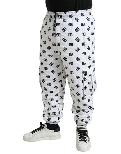 Dolce &amp; Gabbana Chic pantalones jogger blancos con estampado icónico DG