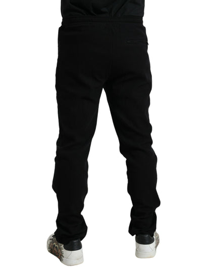 Dolce &amp; Gabbana Elegante pantalón jogger negro de mezcla de algodón