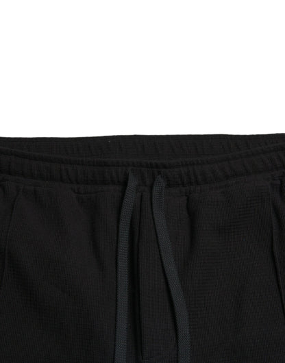 Dolce &amp; Gabbana Elegante pantalón jogger negro de mezcla de algodón