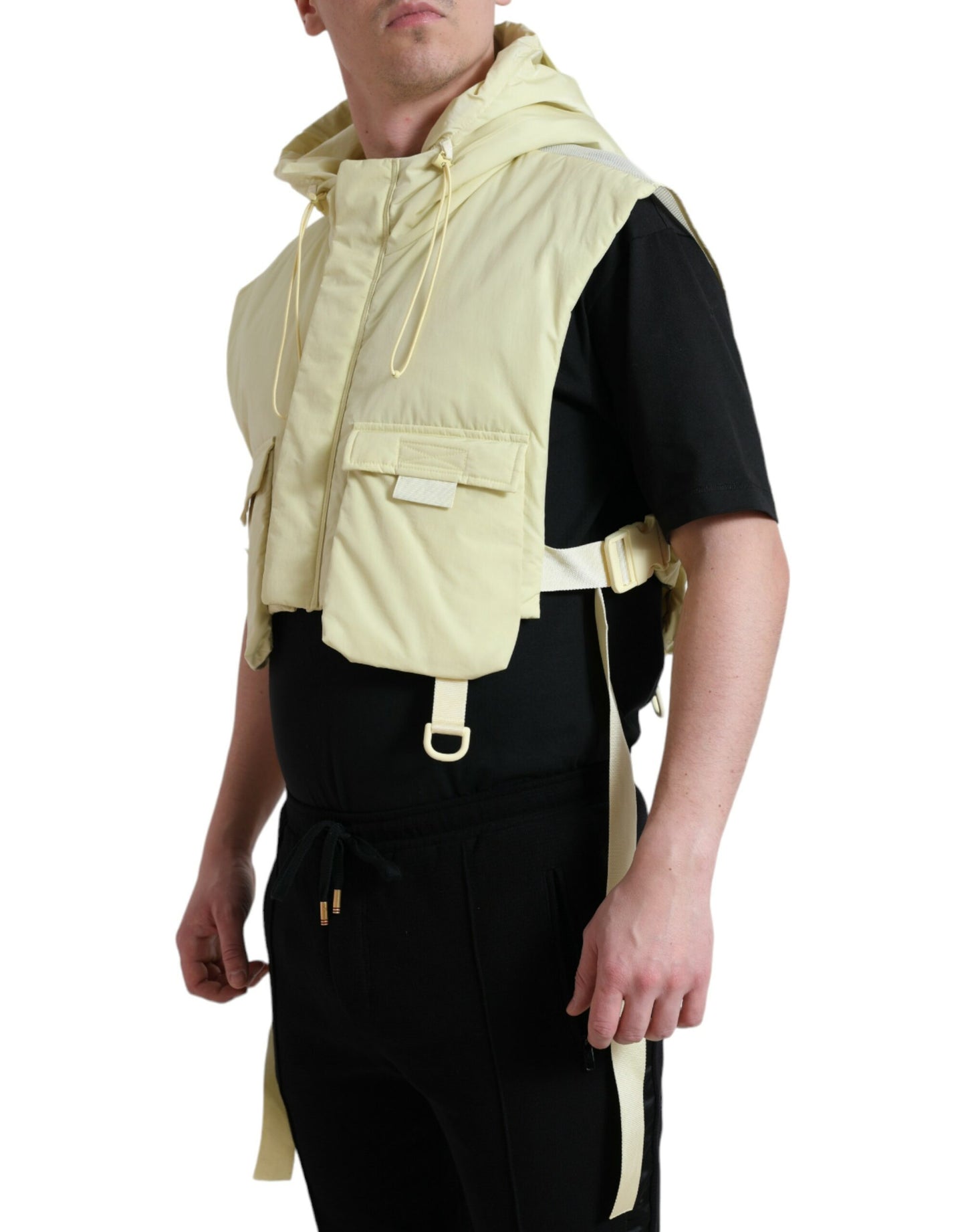 Dolce &amp; Gabbana Sunshine Yellow Hooded Vest Jacket
