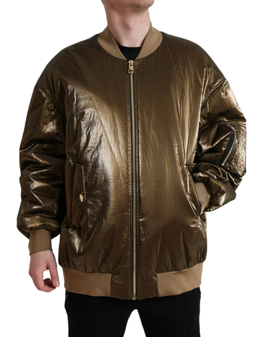 Dolce &amp; Gabbana Elegante cazadora bomber bronce