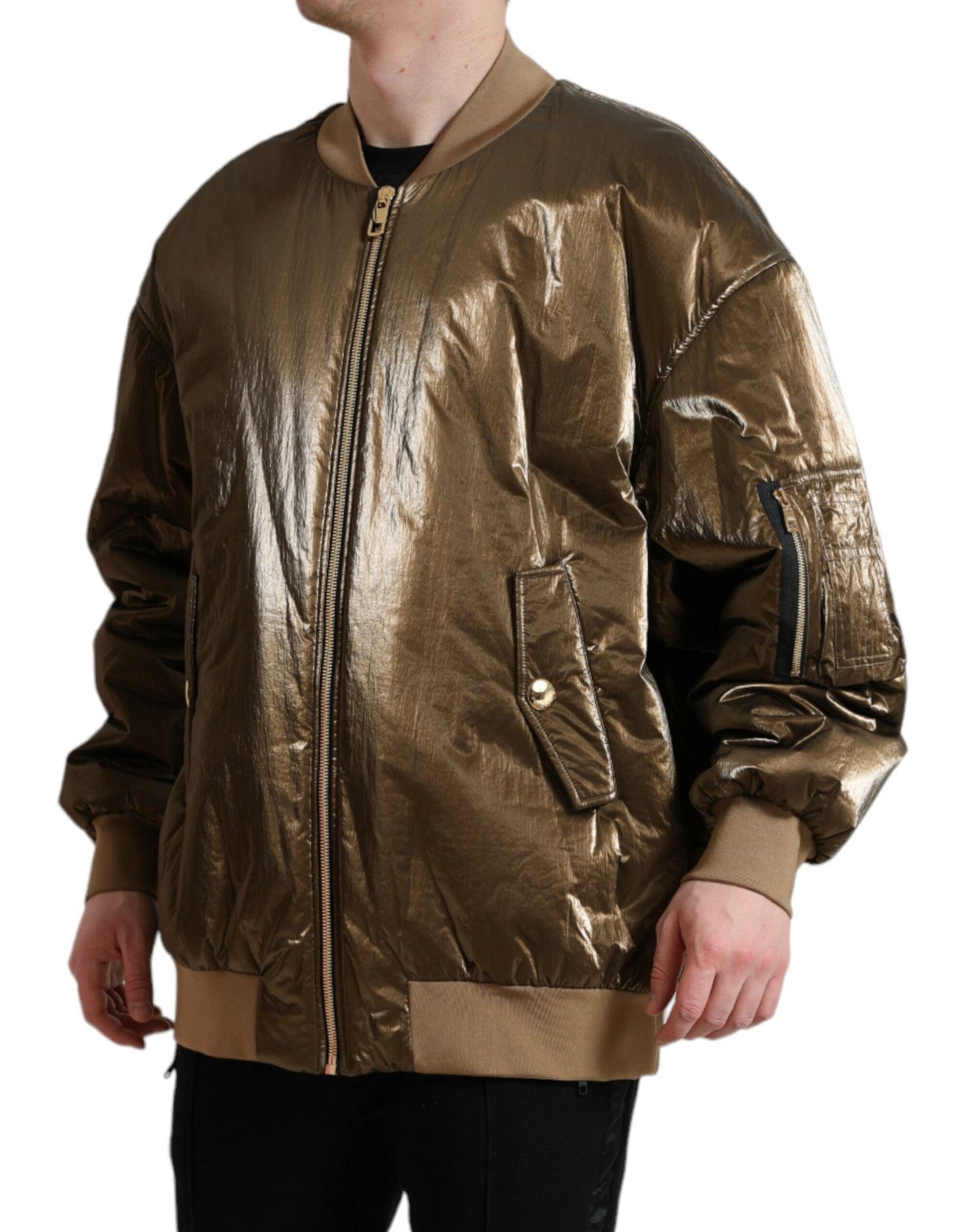 Dolce &amp; Gabbana Elegante cazadora bomber bronce