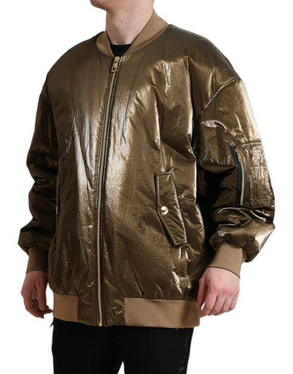 Dolce &amp; Gabbana Elegante cazadora bomber bronce