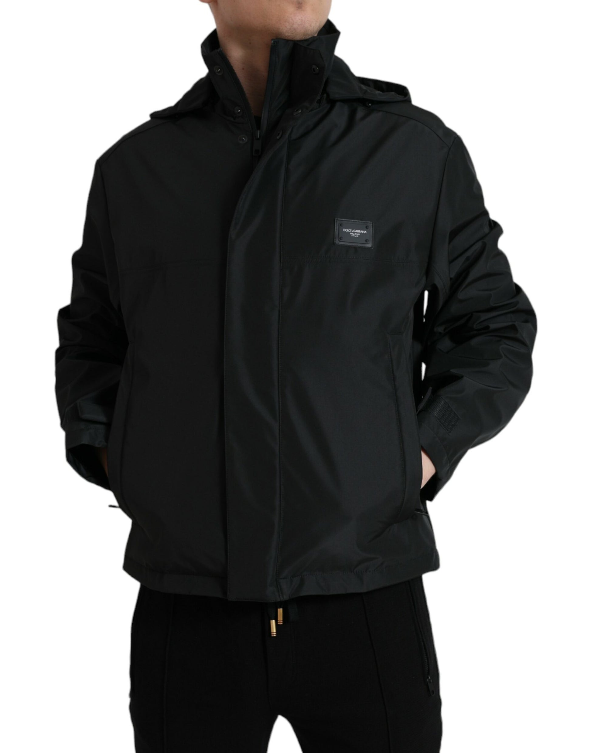 Dolce & Gabbana Sleek Black Windbreaker Jacket – IT48 | M par Dolce & Gabbana | Disponible sur Sandy Store ByNet
