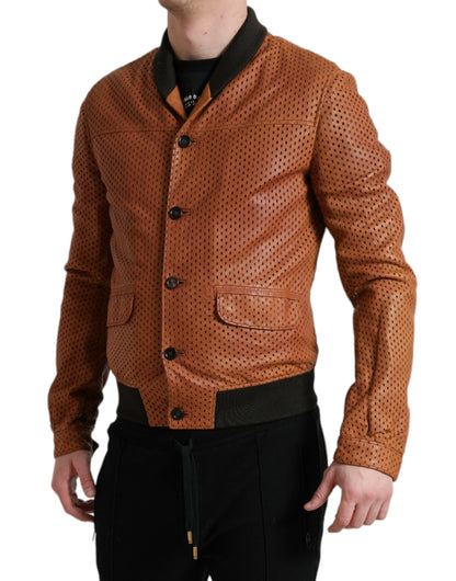 Dolce &amp; Gabbana Elegante cazadora bomber perforada de piel