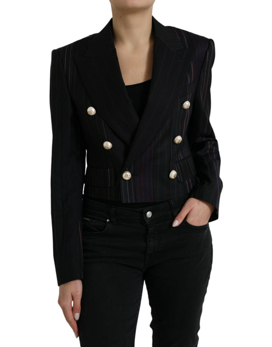Dolce &amp; Gabbana Elegant Striped Double Breasted Wool Blazer