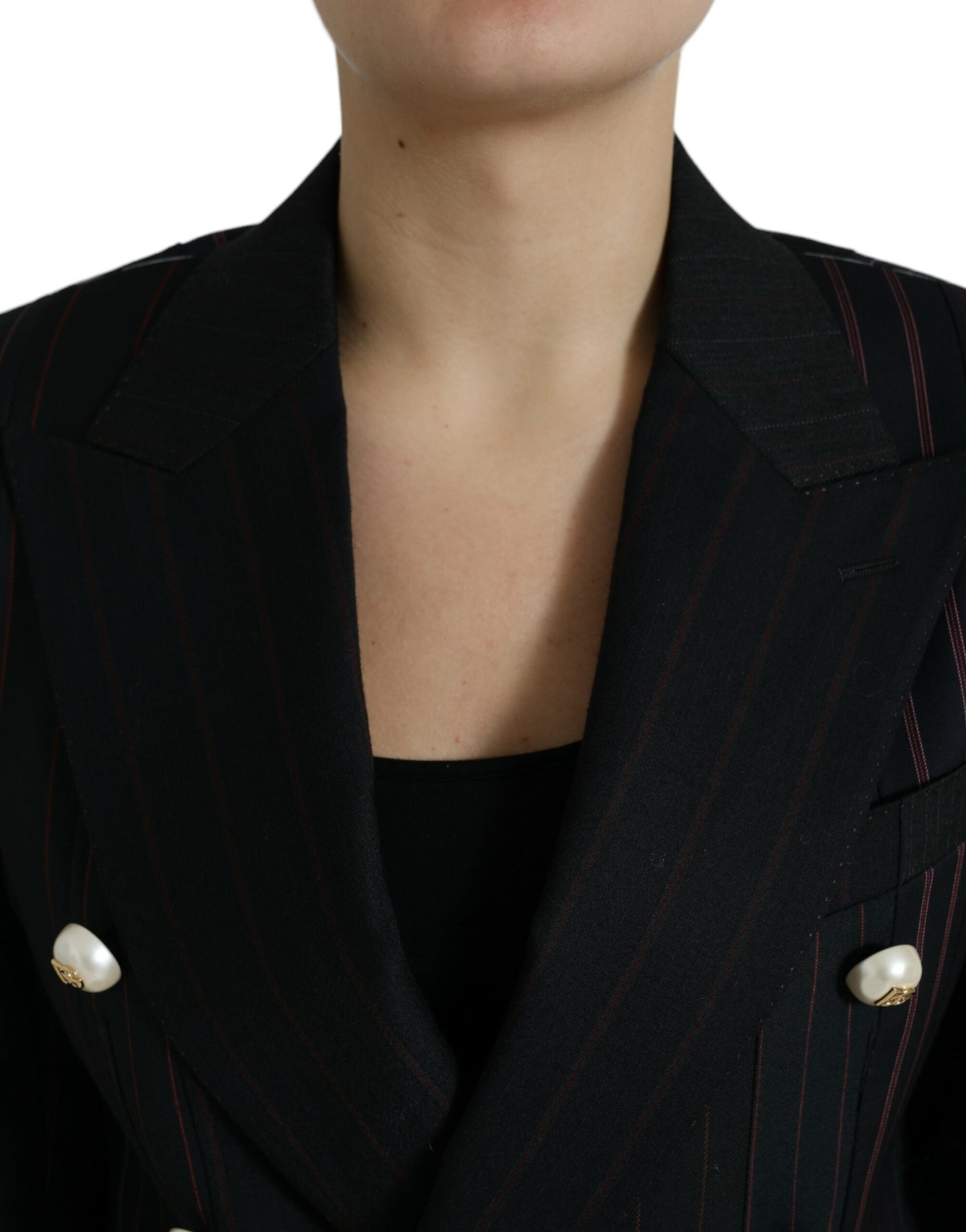 Dolce &amp; Gabbana Elegant Striped Double Breasted Wool Blazer