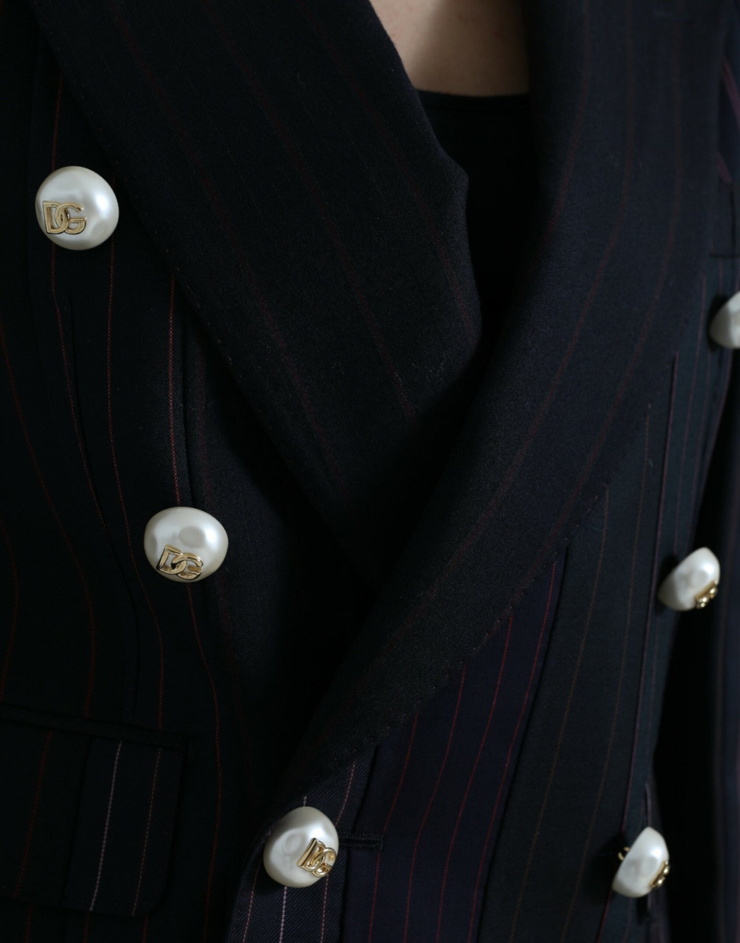 Dolce &amp; Gabbana Elegant Striped Double Breasted Wool Blazer