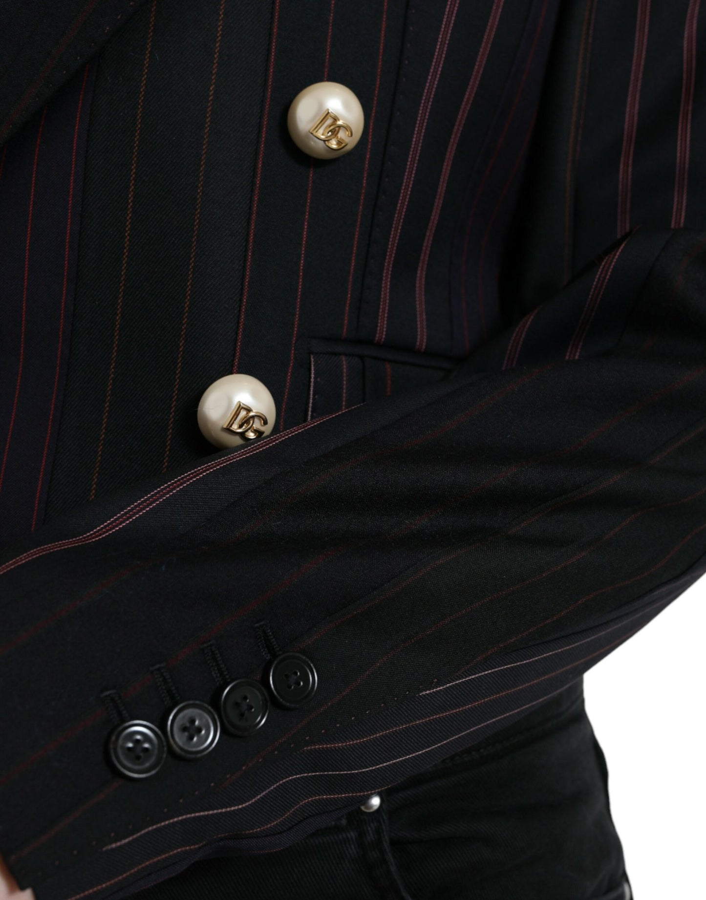 Dolce &amp; Gabbana Elegant Striped Double Breasted Wool Blazer