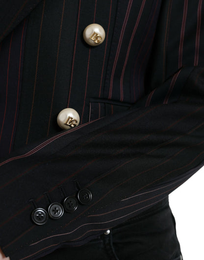 Dolce &amp; Gabbana Elegant Striped Double Breasted Wool Blazer