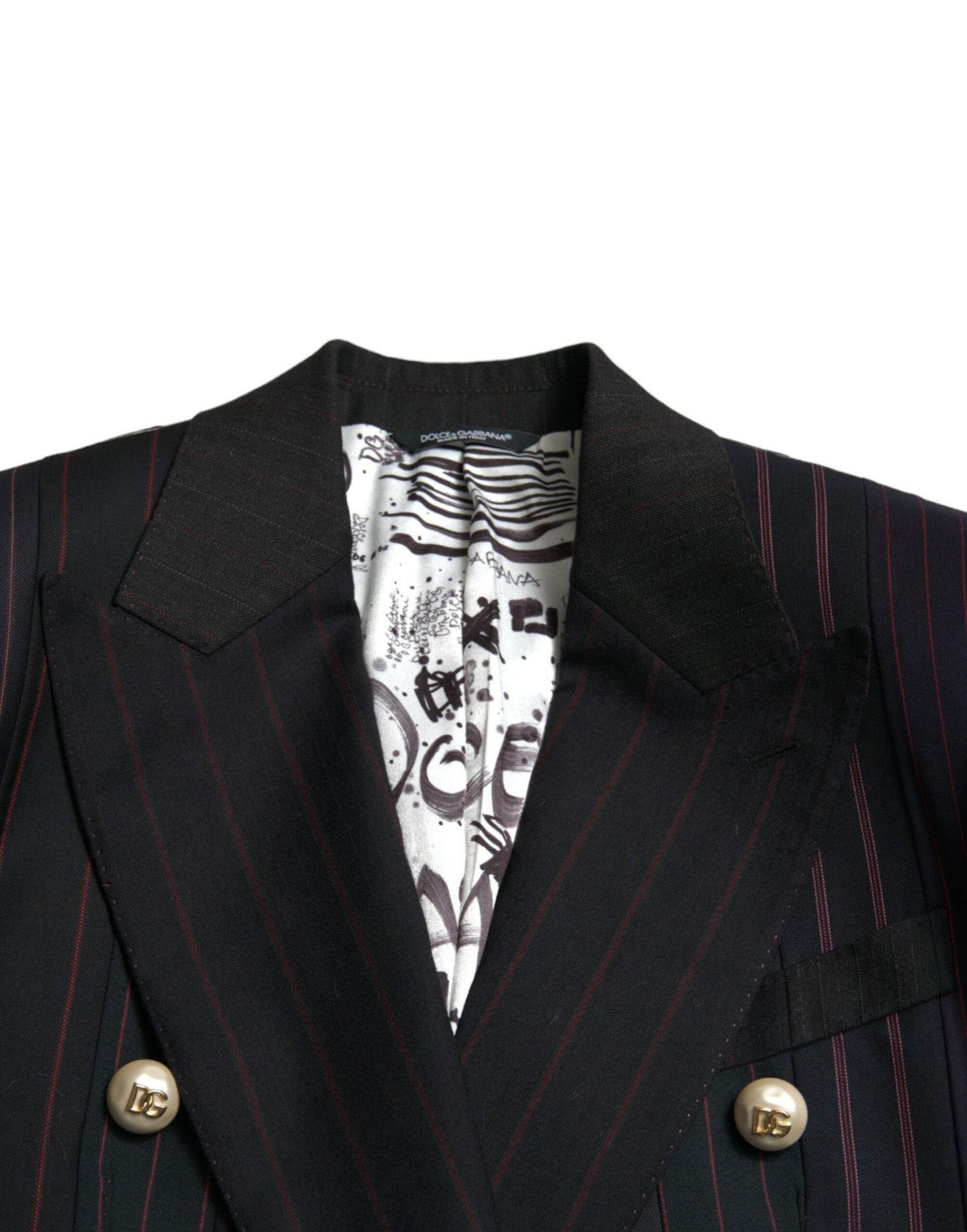 Dolce &amp; Gabbana Elegant Striped Double Breasted Wool Blazer