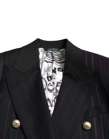 Dolce &amp; Gabbana Elegant Striped Double Breasted Wool Blazer