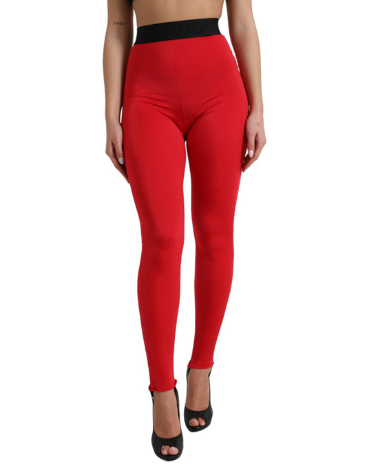 Dolce &amp; Gabbana Leggings rojos elegantes de cintura alta