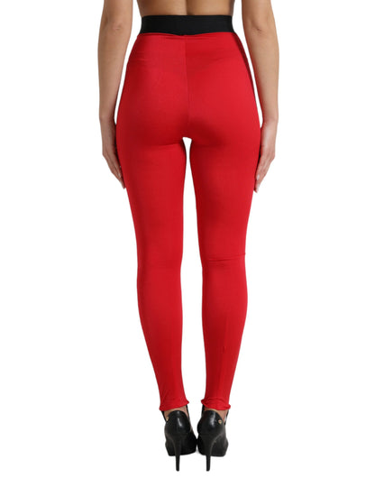 Dolce &amp; Gabbana Elegant High Waist Red Leggings