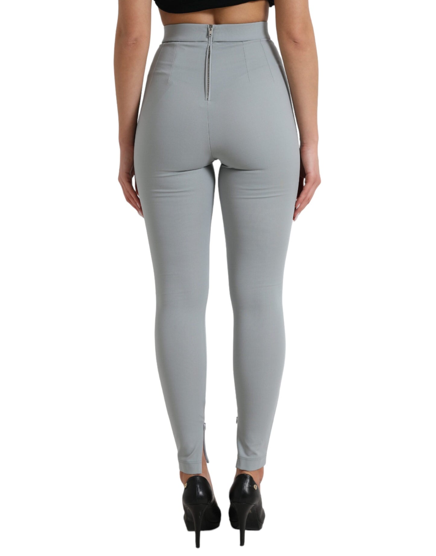 Dolce &amp; Gabbana Elegant High Waist Leggings in Gray