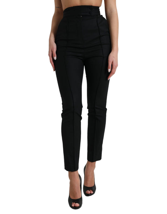 Dolce &amp; Gabbana Elegantes pantalones cónicos de lana con cintura alta