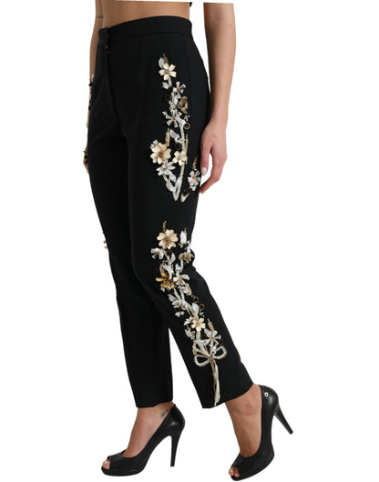 Dolce &amp; Gabbana Elegantes pantalones cónicos florales de cintura alta