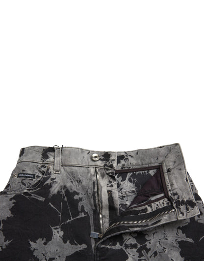 Dolce &amp; Gabbana Minifalda vaquera elegante de cintura alta con ribete de encaje