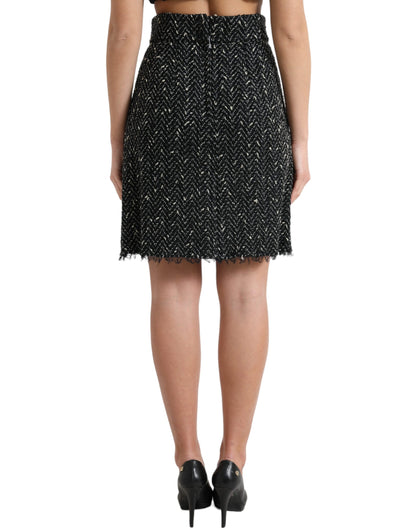 Dolce &amp; Gabbana Minifalda elegante de tweed de cintura alta
