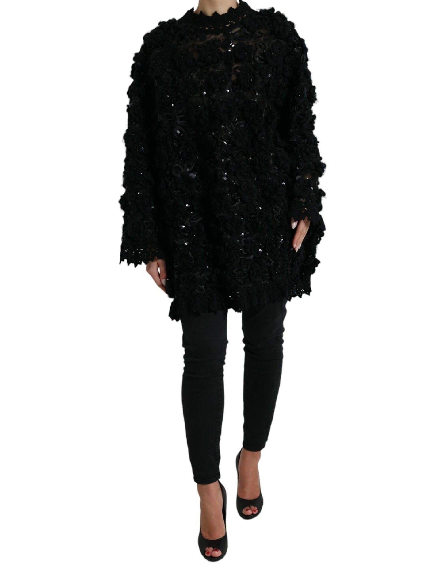 Dolce &amp; Gabbana Jersey negro con adornos de lentejuelas