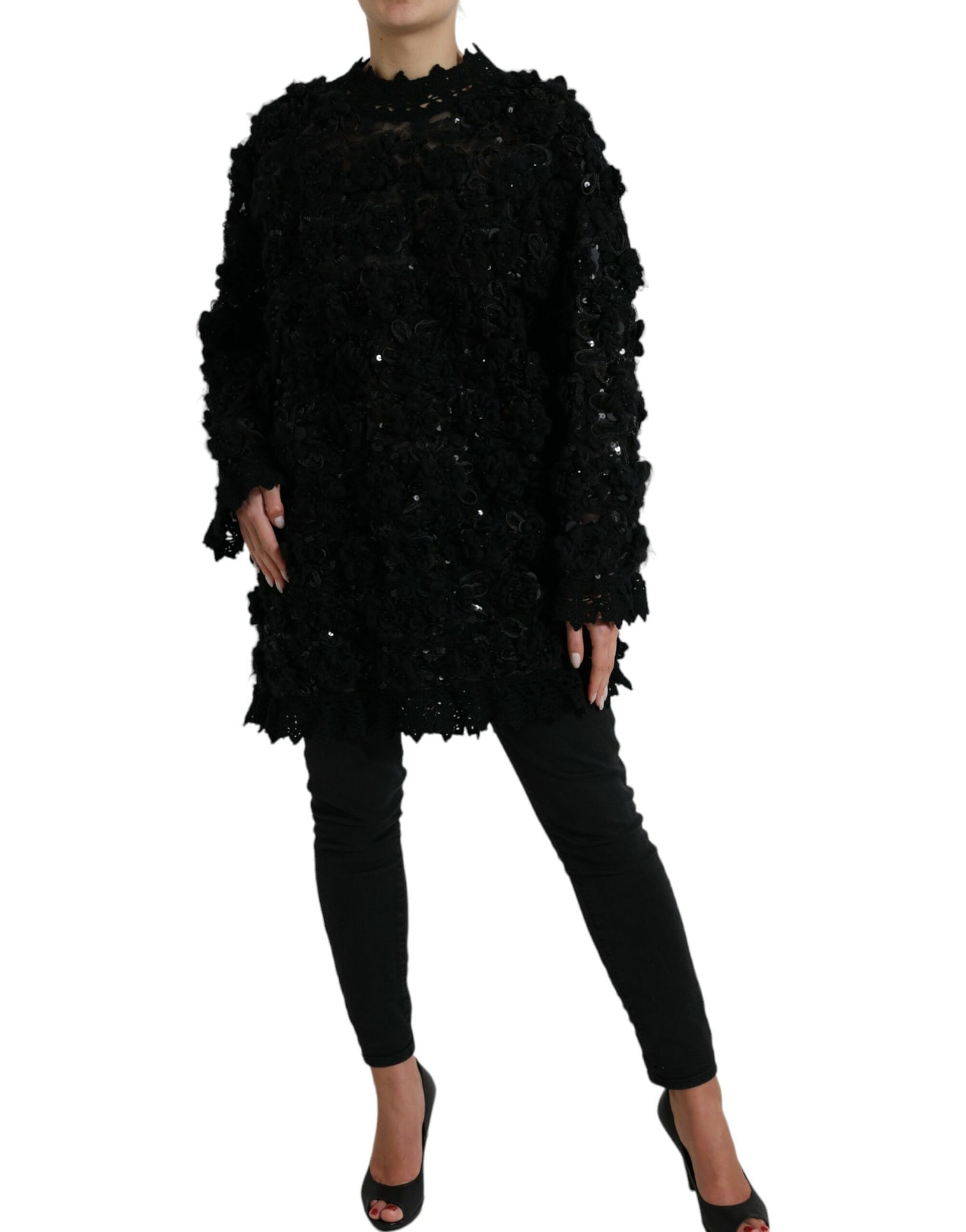 Dolce &amp; Gabbana Jersey negro con adornos de lentejuelas