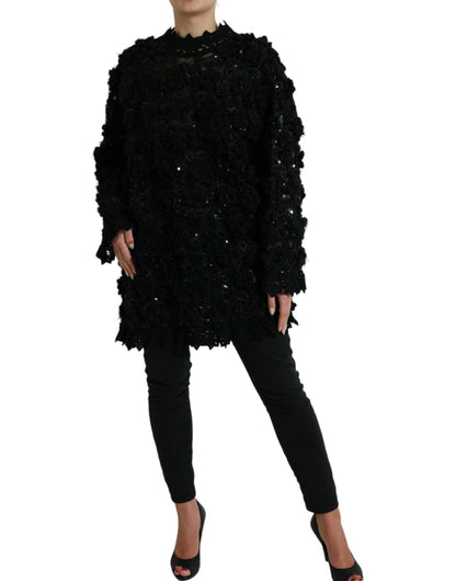 Dolce &amp; Gabbana Jersey negro con adornos de lentejuelas