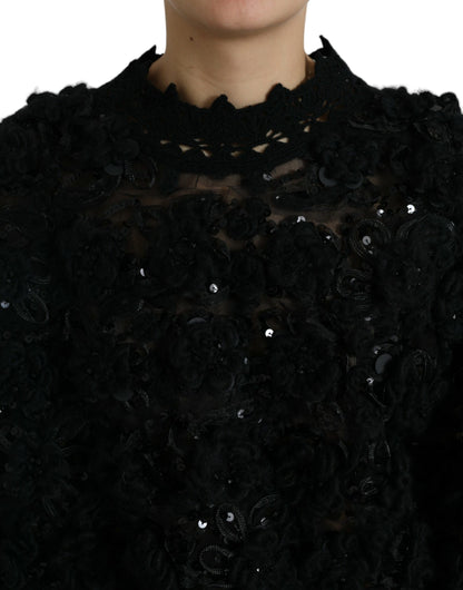 Dolce &amp; Gabbana Jersey negro con adornos de lentejuelas