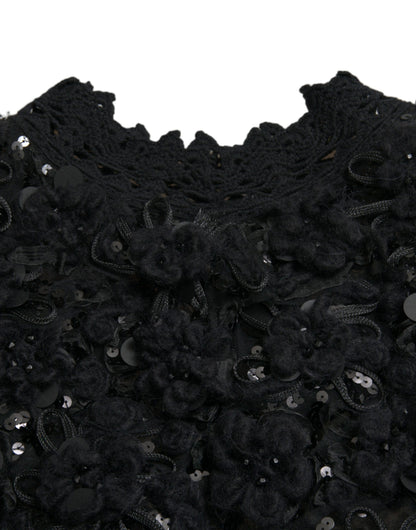 Dolce &amp; Gabbana Jersey negro con adornos de lentejuelas