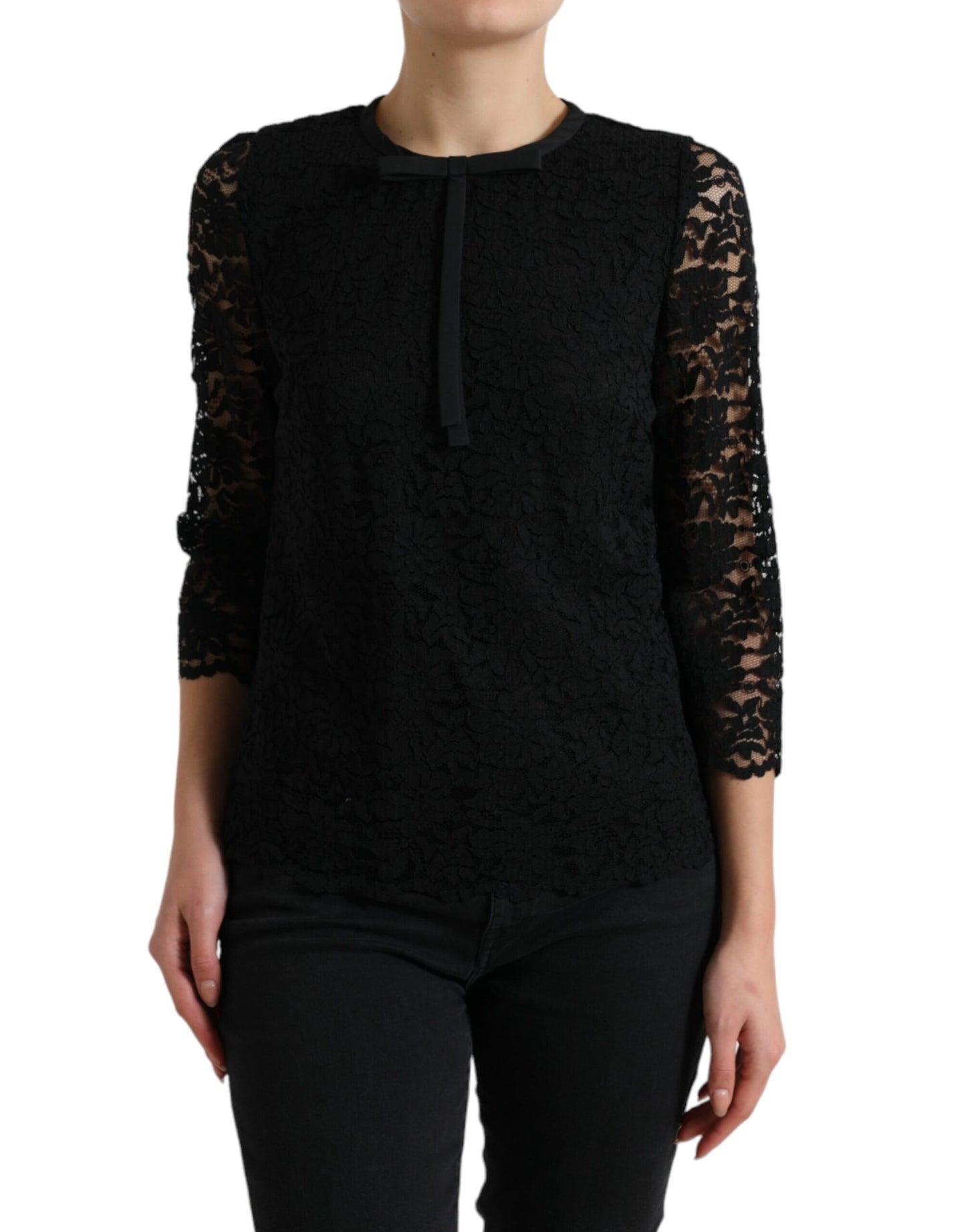Dolce &amp; Gabbana Elegant Floral Lace Long Sleeve Top