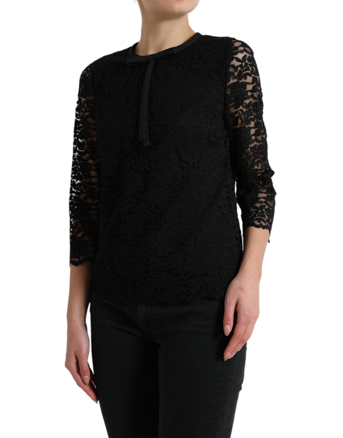 Dolce &amp; Gabbana Elegant Floral Lace Long Sleeve Top