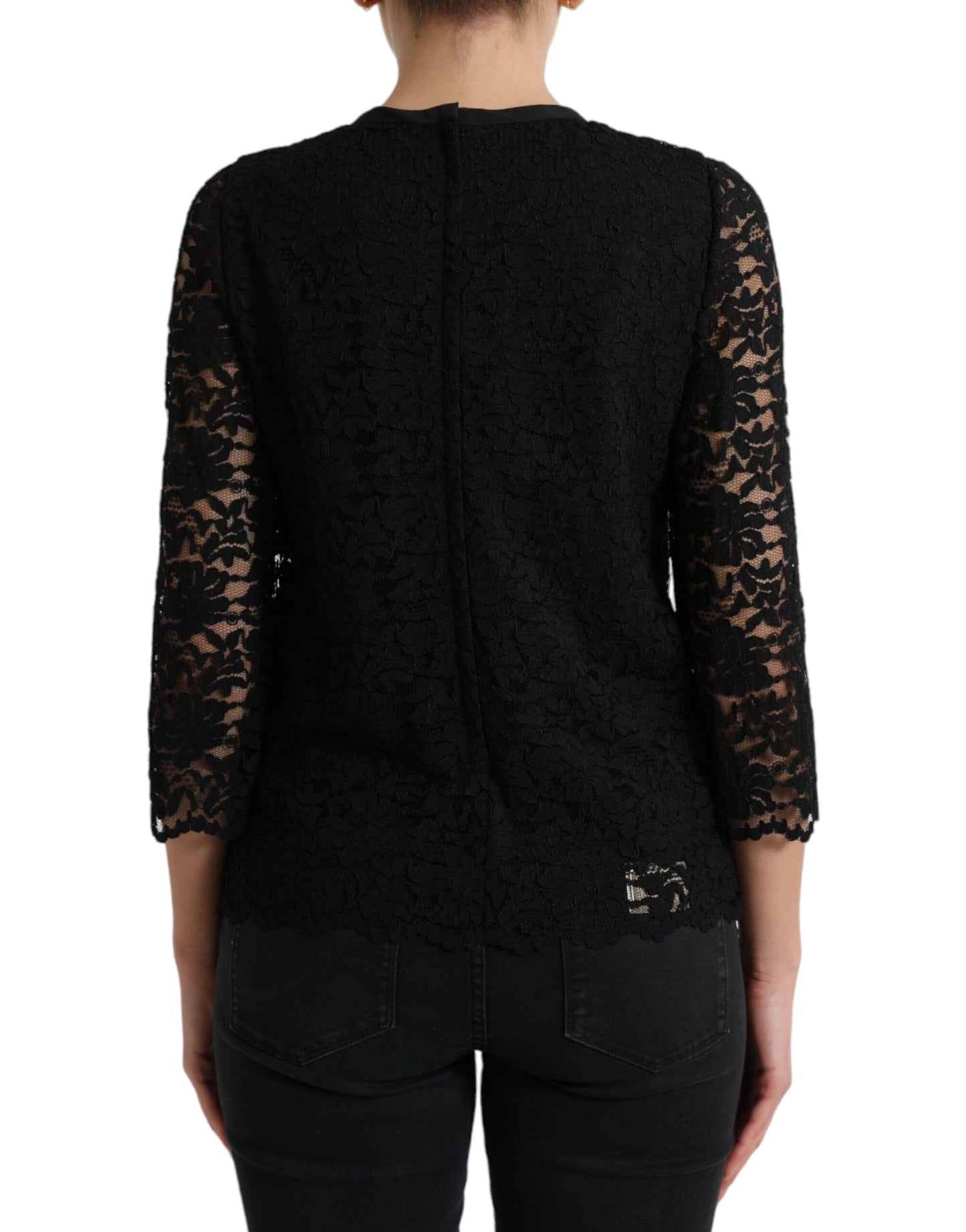 Dolce &amp; Gabbana Elegant Floral Lace Long Sleeve Top