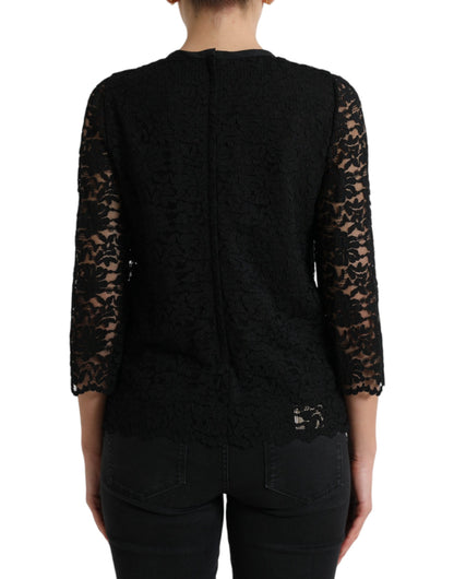 Dolce &amp; Gabbana Elegant Floral Lace Long Sleeve Top