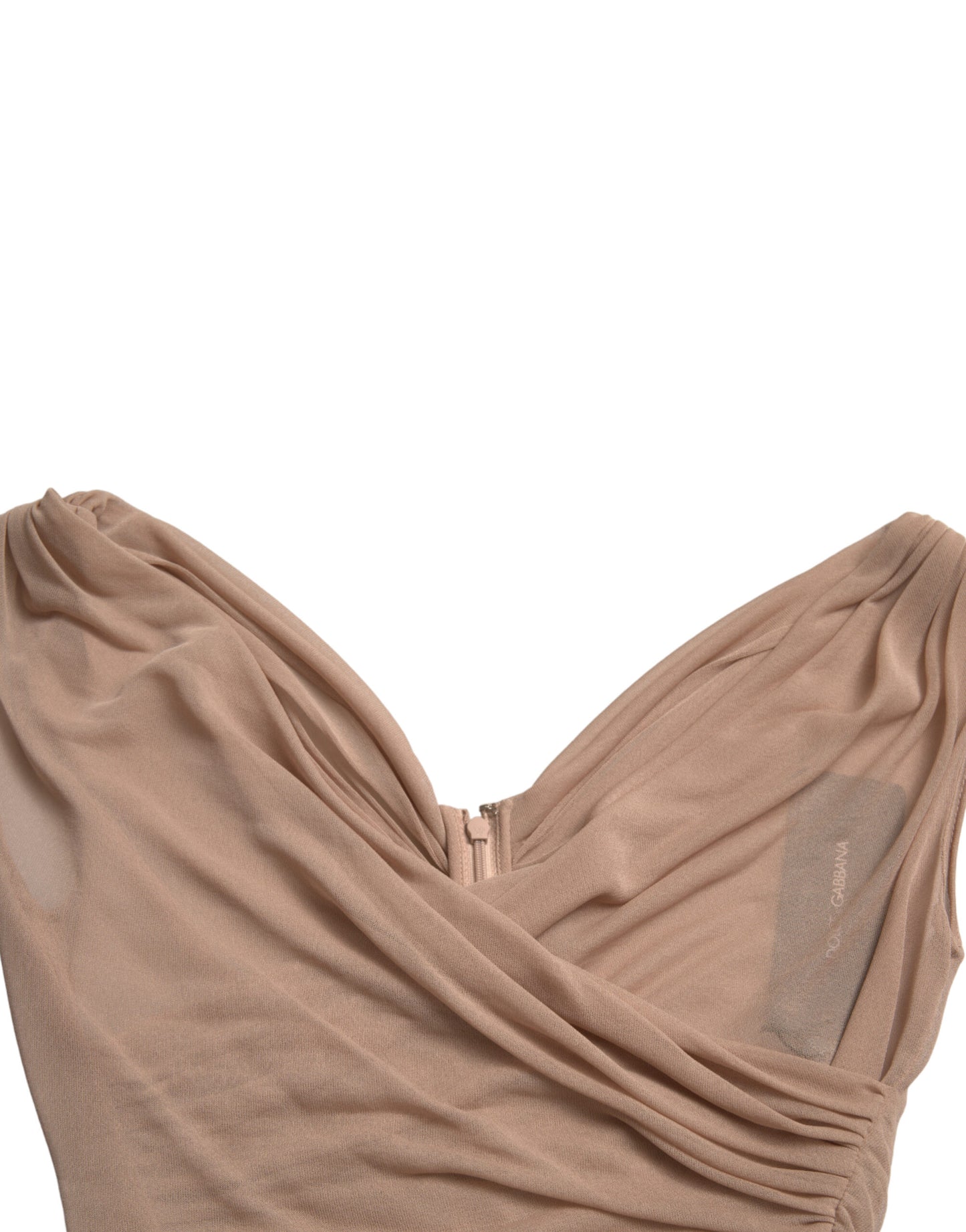 Dolce &amp; Gabbana Elegant Beige V-Neck Sleeveless Sheer Tank Top