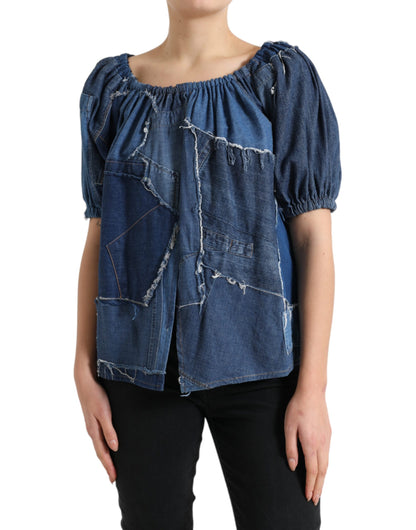 Dolce &amp; Gabbana Elegant Cotton Denim Blouse Top