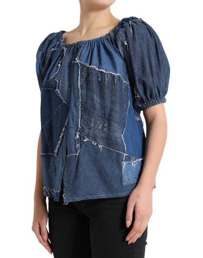 Dolce &amp; Gabbana Elegant Cotton Denim Blouse Top
