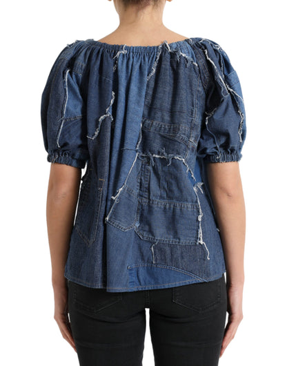 Dolce &amp; Gabbana Elegant Cotton Denim Blouse Top