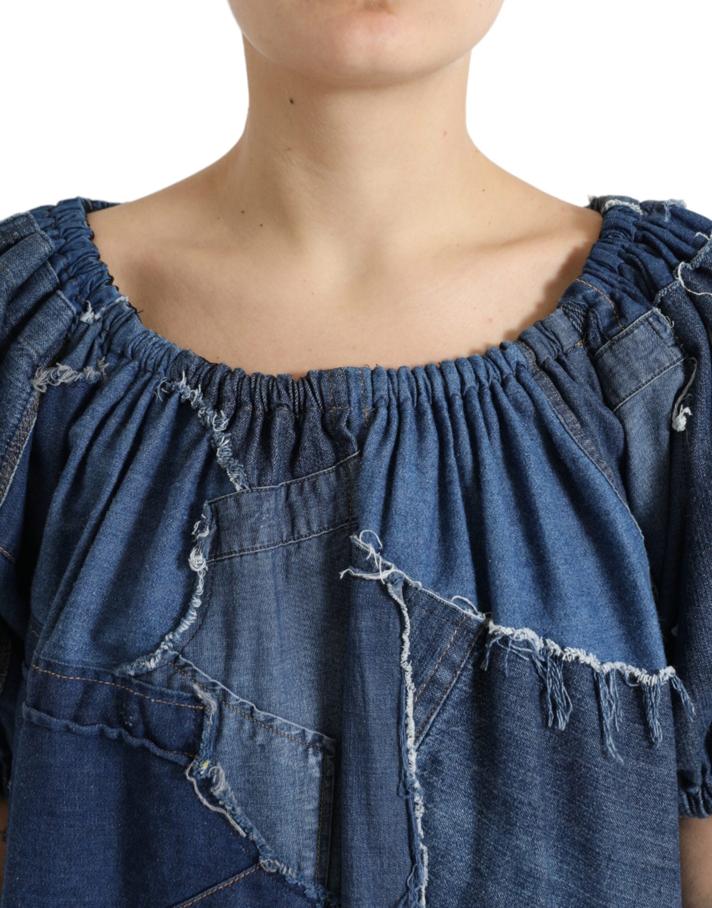 Dolce &amp; Gabbana Elegant Cotton Denim Blouse Top