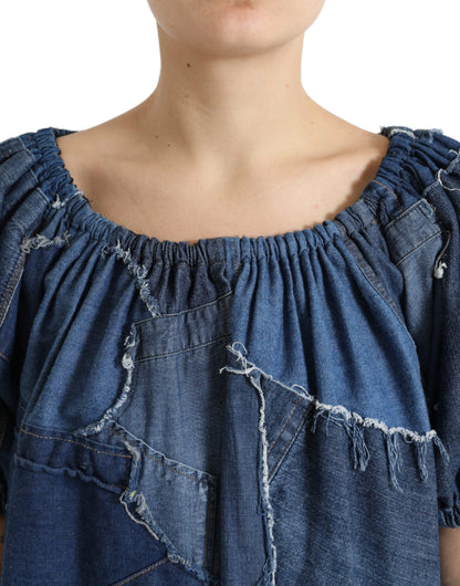 Dolce &amp; Gabbana Elegant Cotton Denim Blouse Top