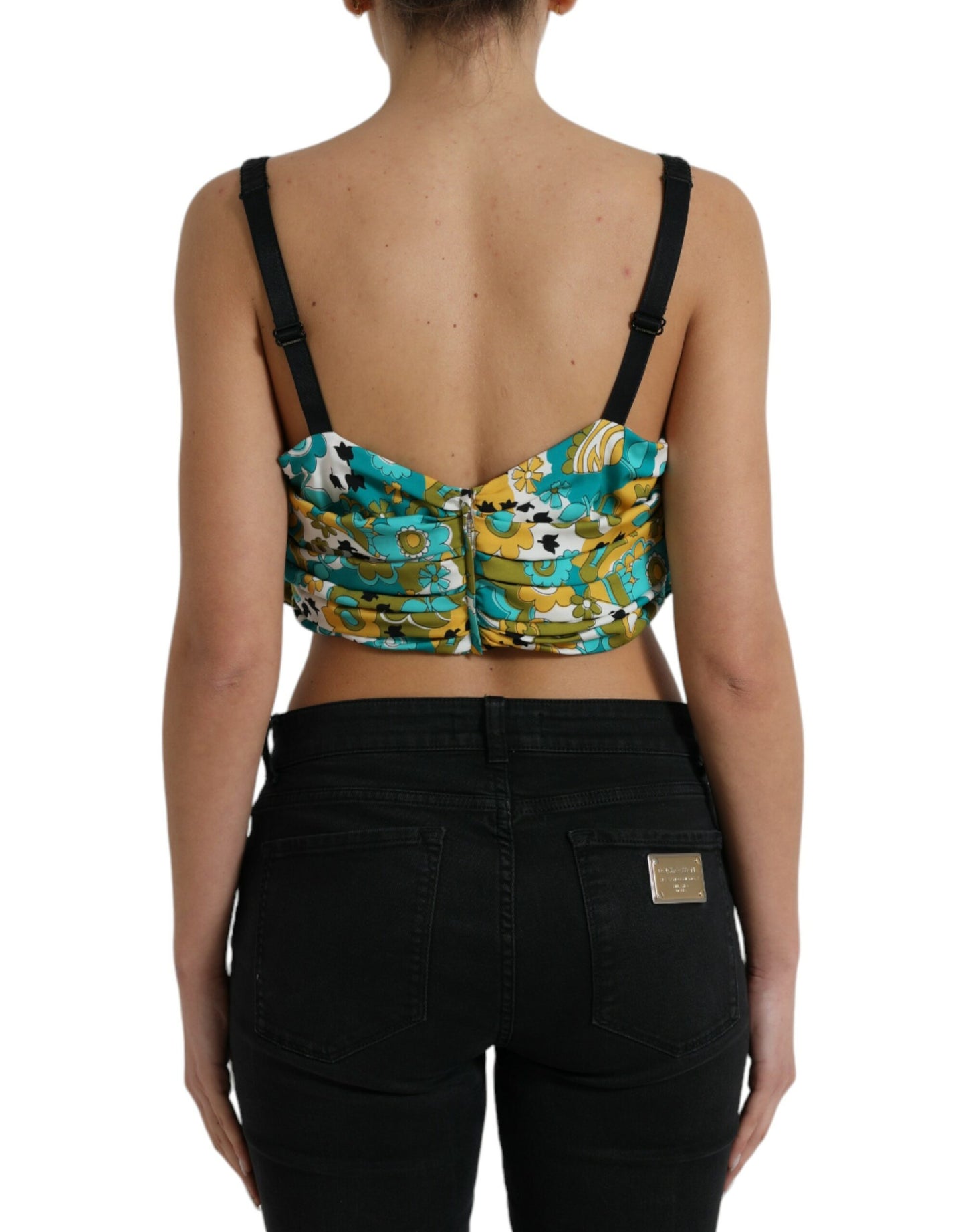 Dolce &amp; Gabbana Elegant Floral Silk Blend Cropped Tank Top