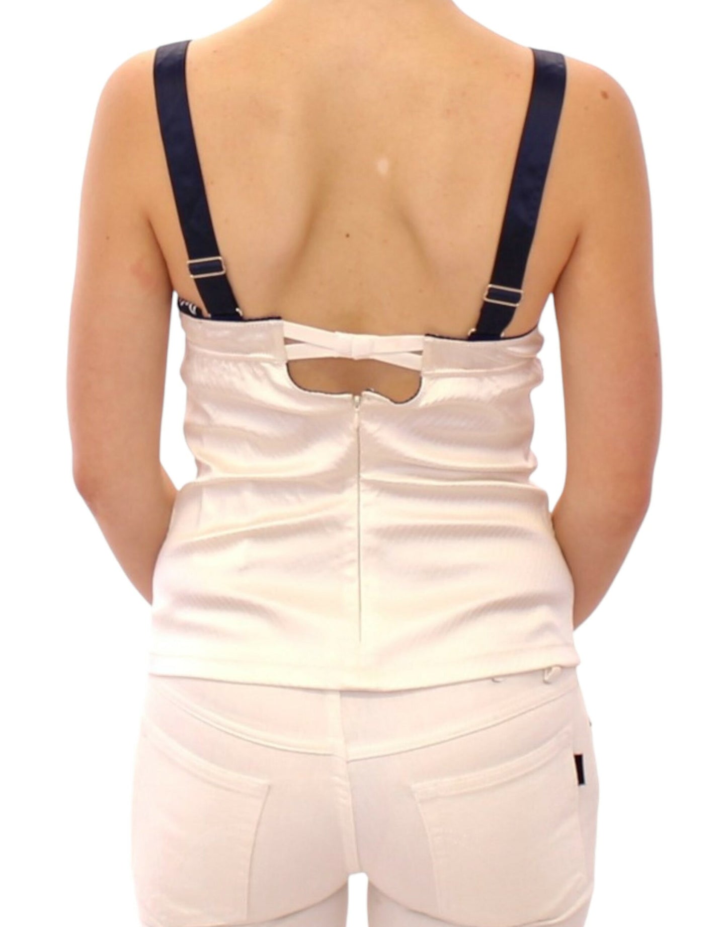 Dolce &amp; Gabbana White Sailor Pattern Stretch Tank Top