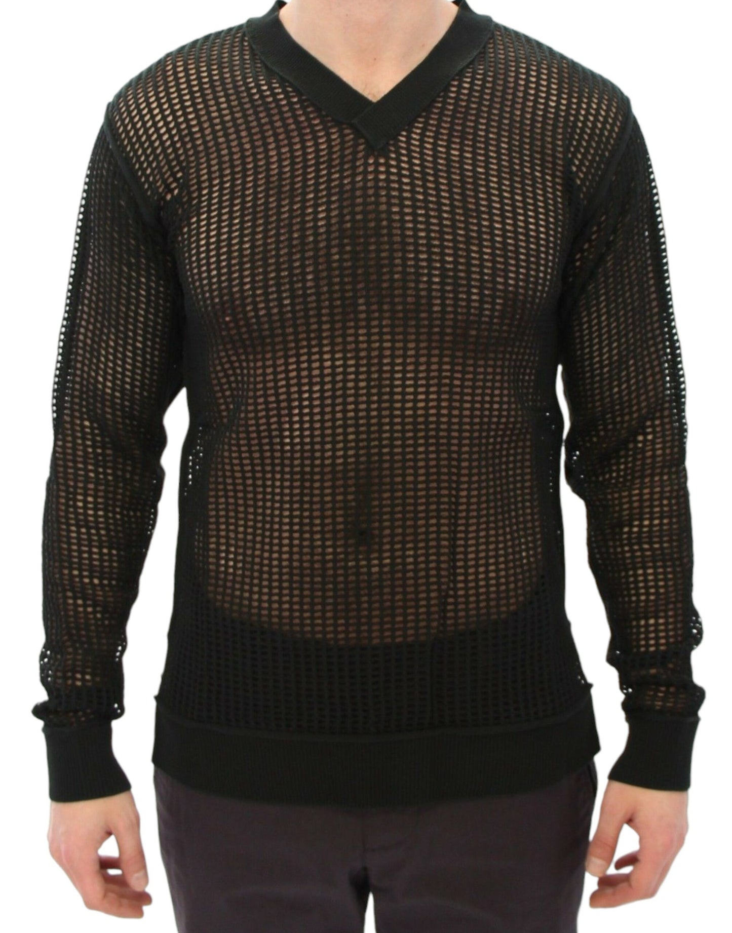 Dolce &amp; Gabbana Elegante jersey de punto verde oscuro con cuello en V