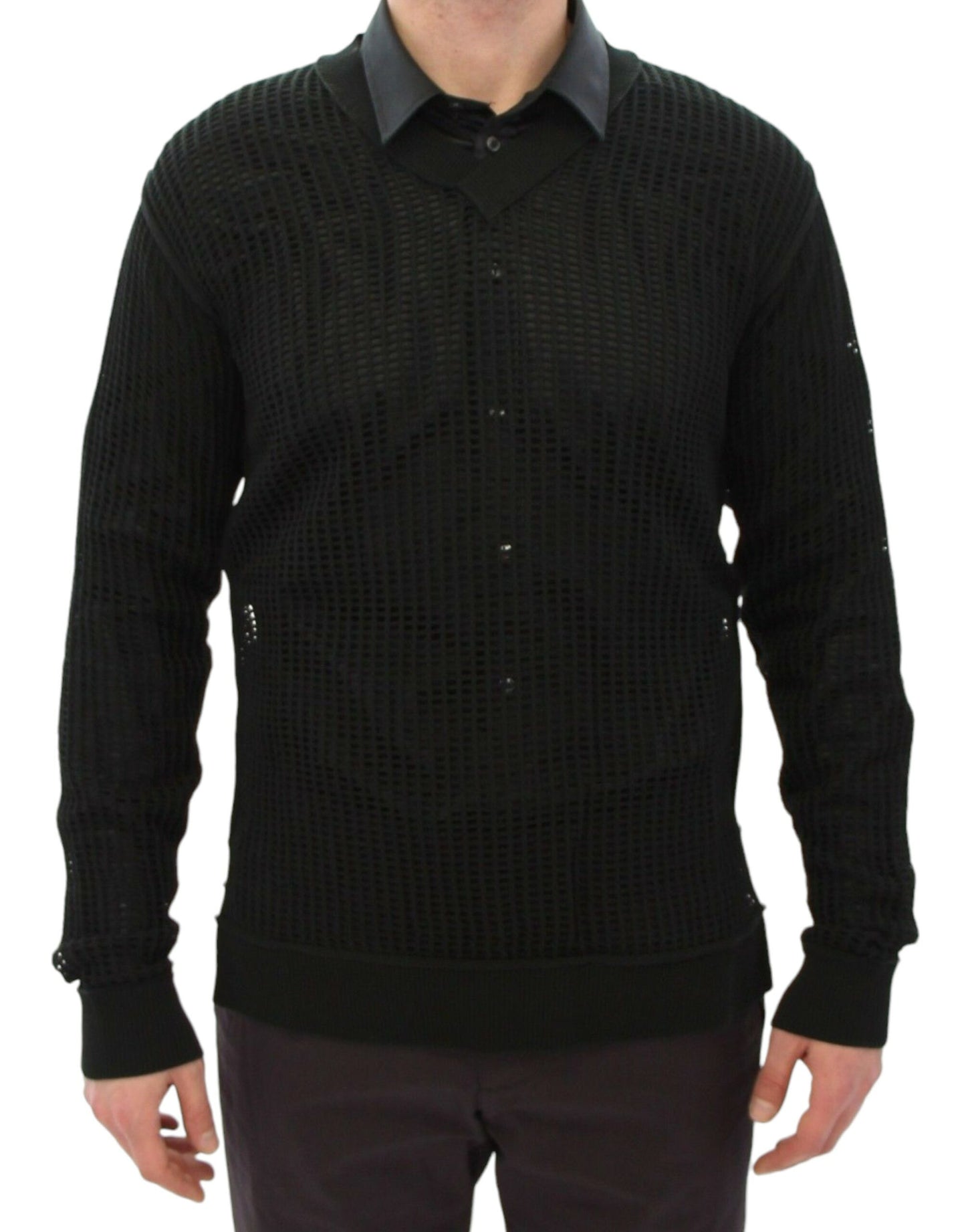 Dolce &amp; Gabbana Elegante jersey de punto verde oscuro con cuello en V